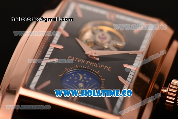 Patek Philippe Gondolo Asia Manual Winding Rose Gold Case with Black Dial and Stick Markers - Click Image to Close